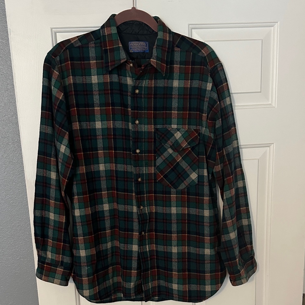 Pendleton Men's Forest Green Plaid Button-Up Shirt